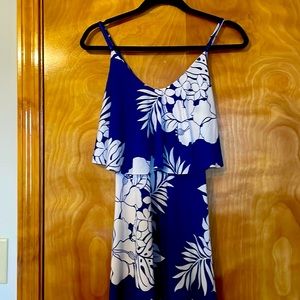 Hawaiian Print dress-Aloha Attire-designed by Surfing Hawaii-Blue SM